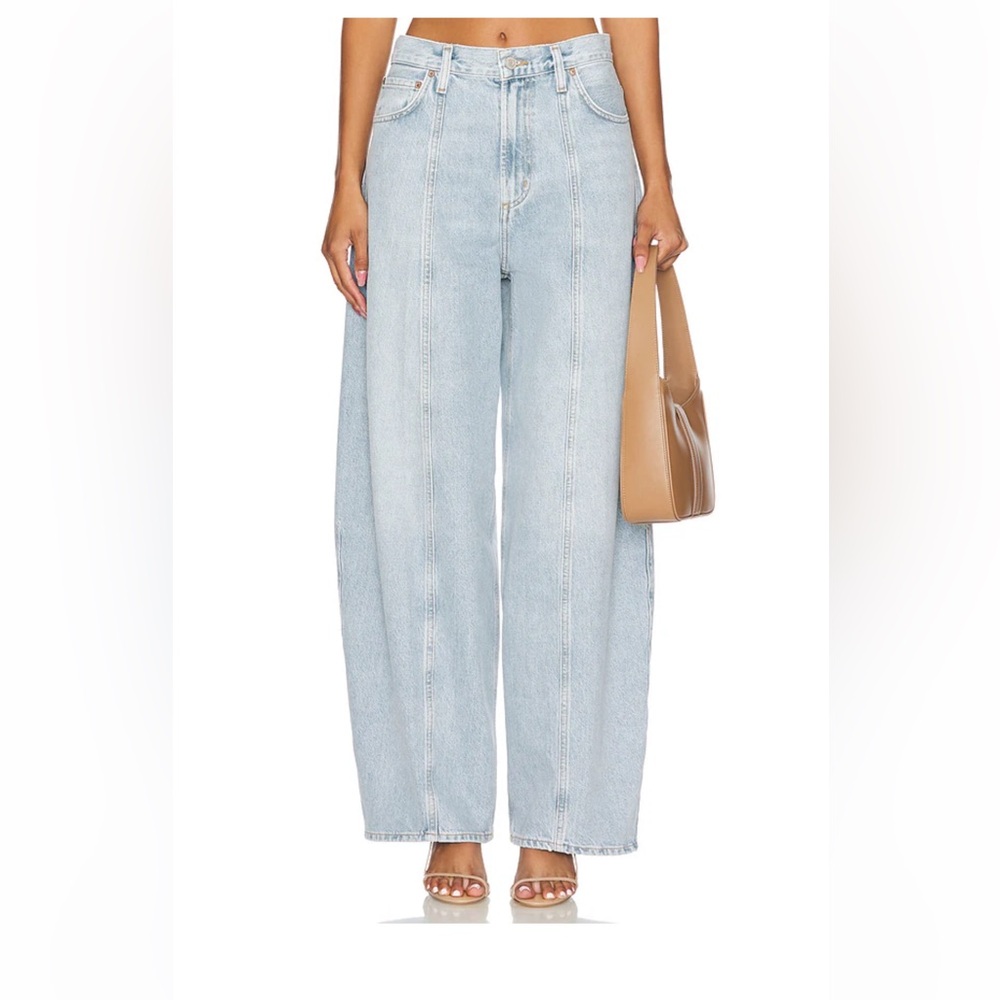 Agolde Light Wash Wide Leg Barrel Jeans